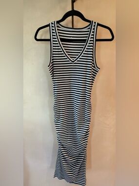a new day Black and White Striped Sleeveless V-Neck Dress